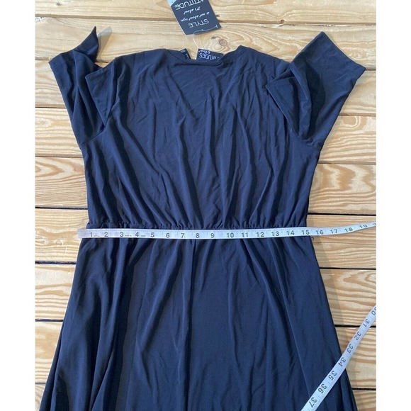 NWT Attitudes by Renee Como Jersey Magic Waist Maxi Dress Size Small Black - Picture 6 of 8